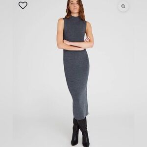 Club Monaco, Merino Ribbed mock neck dress, Medium